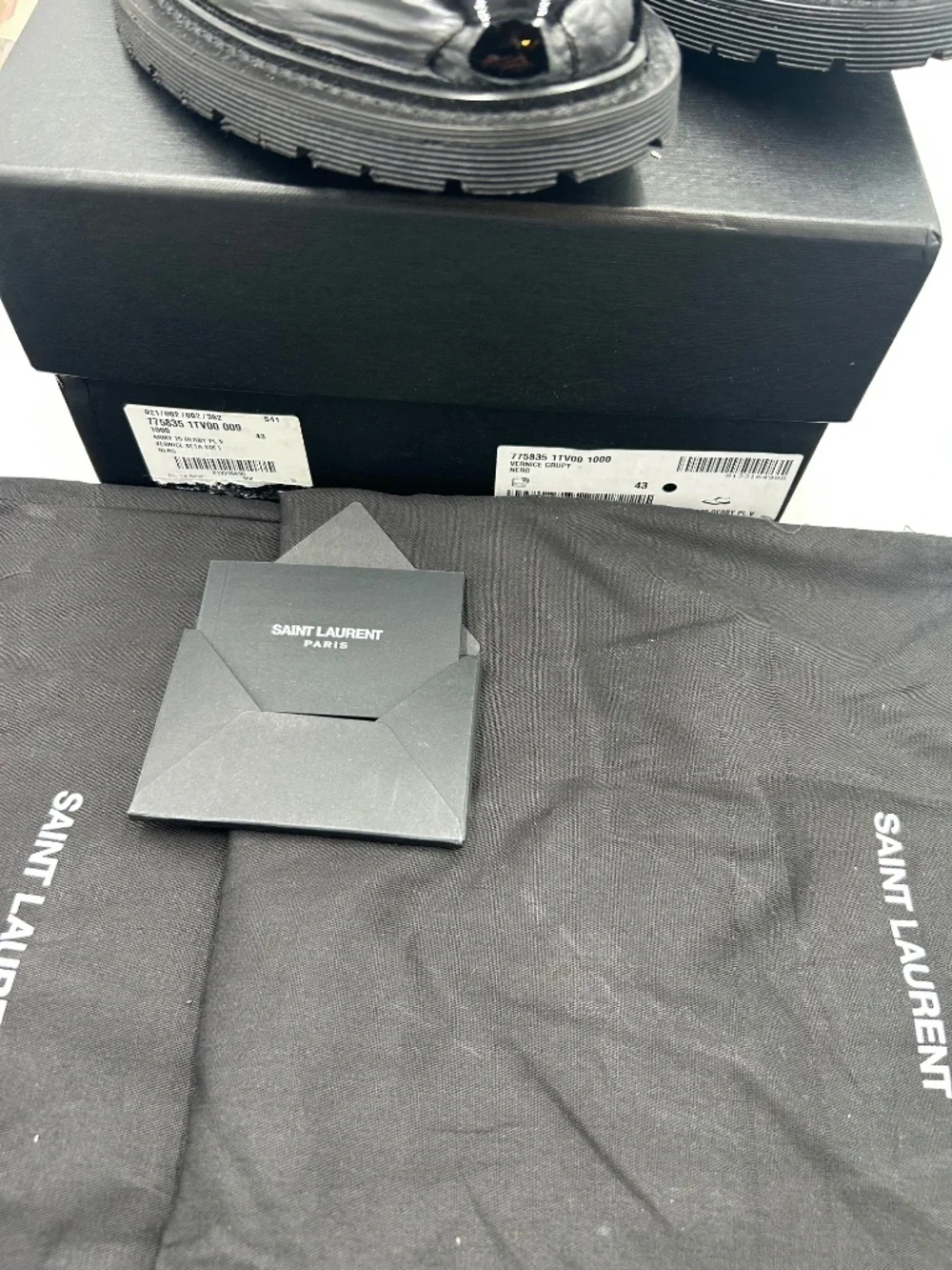 Men’s St. Laurent Black Patent Leather Derby Lace-Ups.  Size 43/10 US.